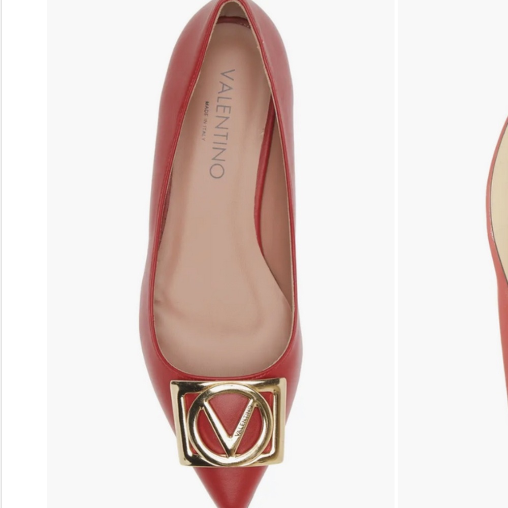 VALENTINO BY MARIO VALENTINO Flora Logo Buckle Pointed Toe Flat - Picture 2 of 11
